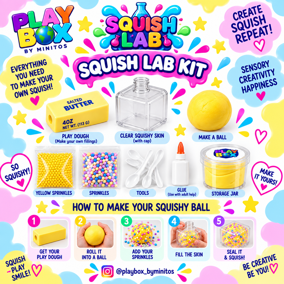 Squish Kit: One yellow Butter skin and clear round skin