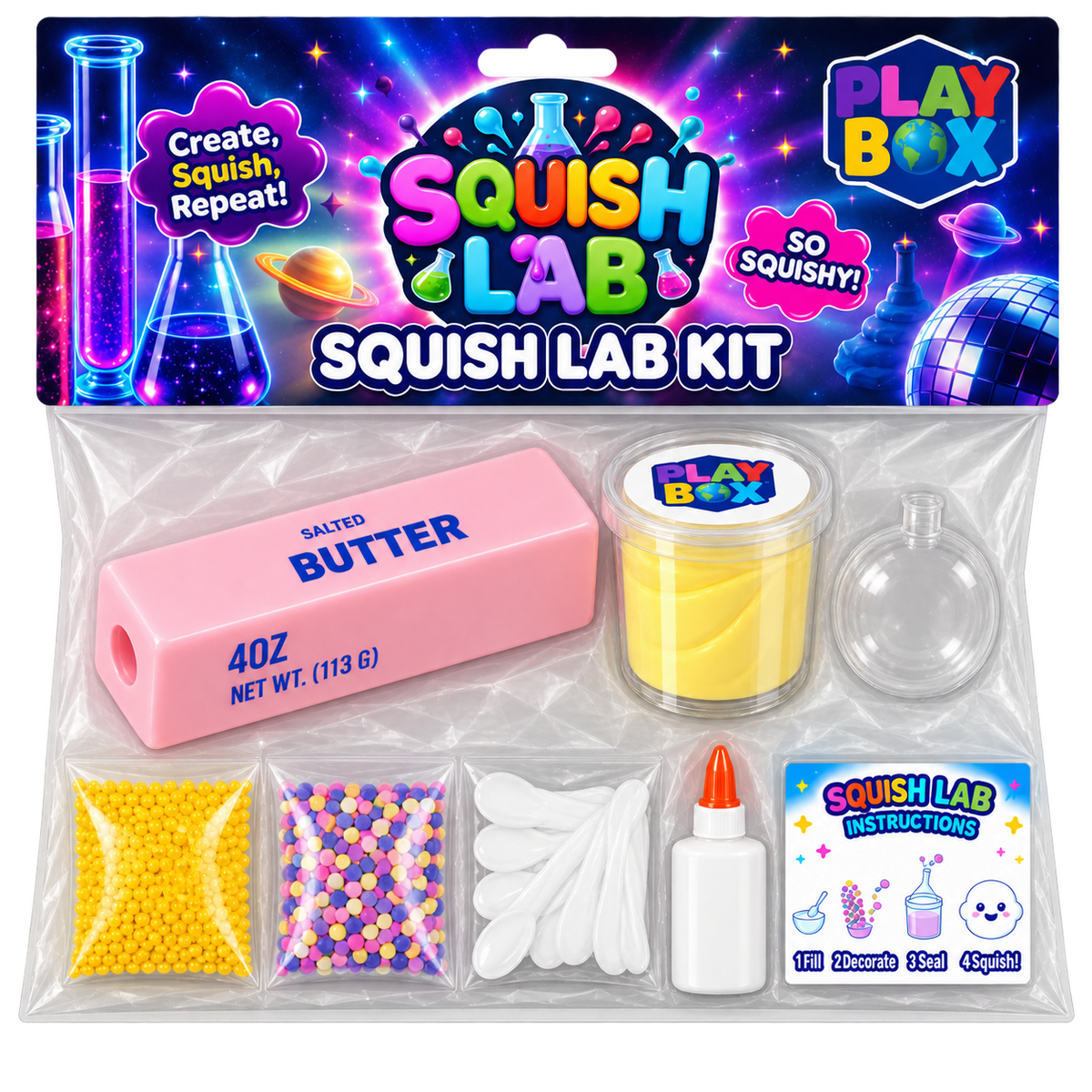 Squish Kit: One pink Butter skin  and clear round skin
