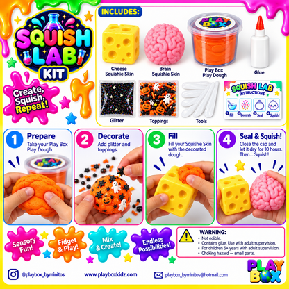 Spooky Squish Kit: Pink Brain Skin and Yellow Cheese Skin
