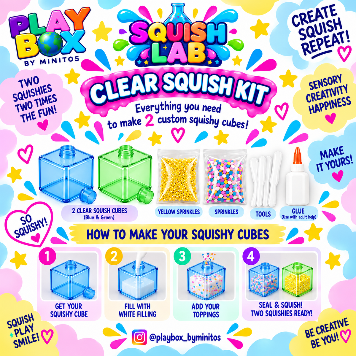 Squish Kit: Two Clear Blue and Green Square skin